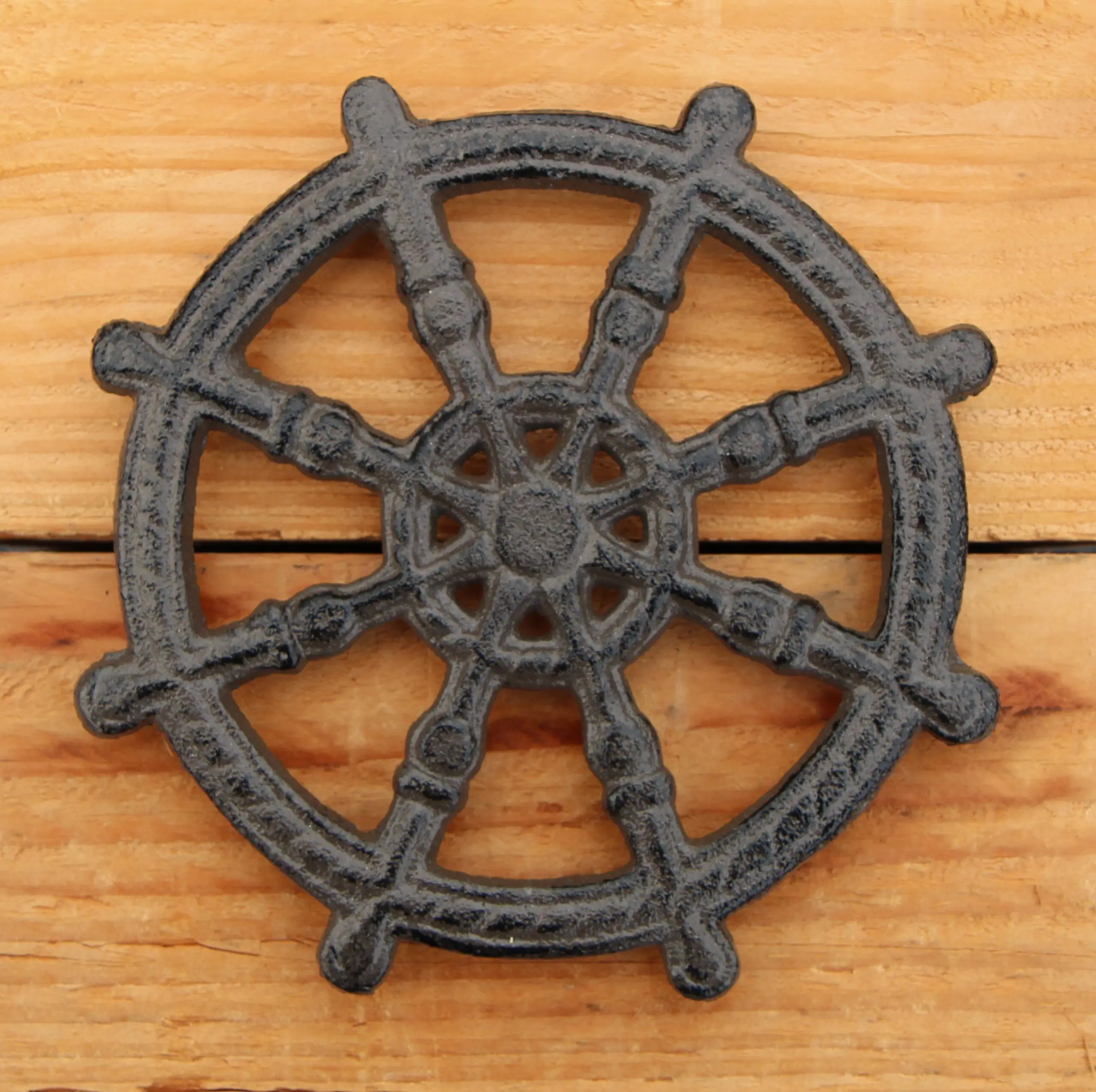 Onderzetter,treefje maritiem,stuurwiel, 18,8 cm, gietijzer OG403 - Afbeelding 2