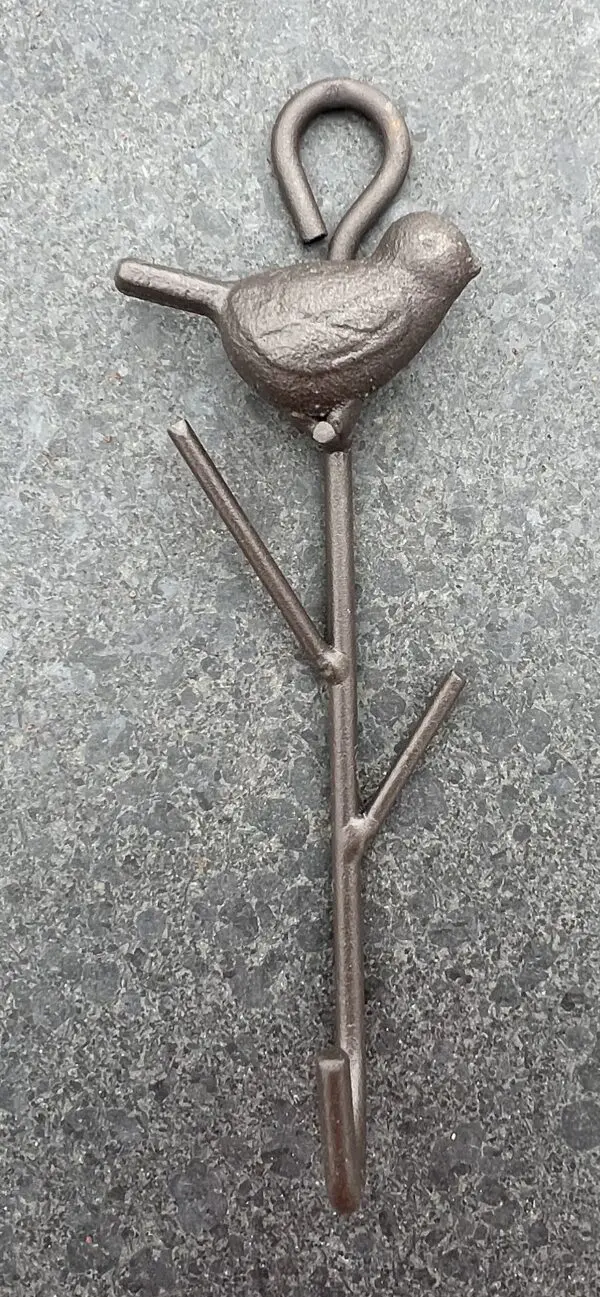 Kapstokhaak vogel met takjes en ruime haak, gietijzer 6Y1343 - Afbeelding 2