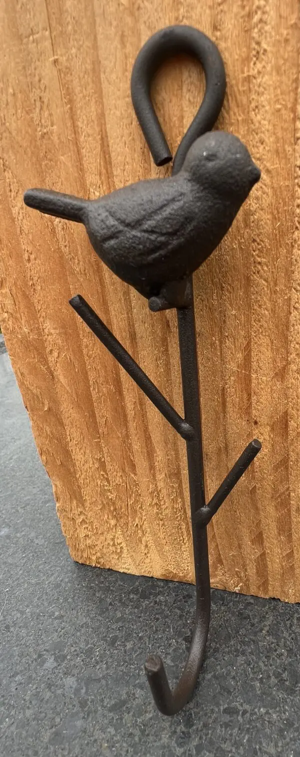 Kapstokhaak vogel met takjes en ruime haak, gietijzer 6Y1343 - Afbeelding 5