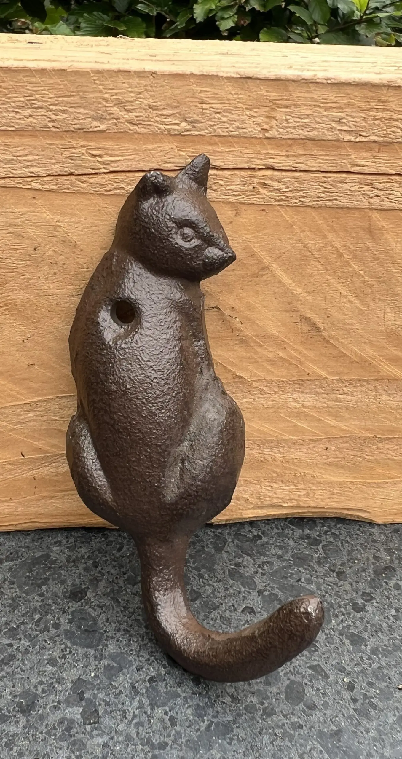 Kapstokhaak poes met staart als haak, gietijzer LH230B - Afbeelding 2