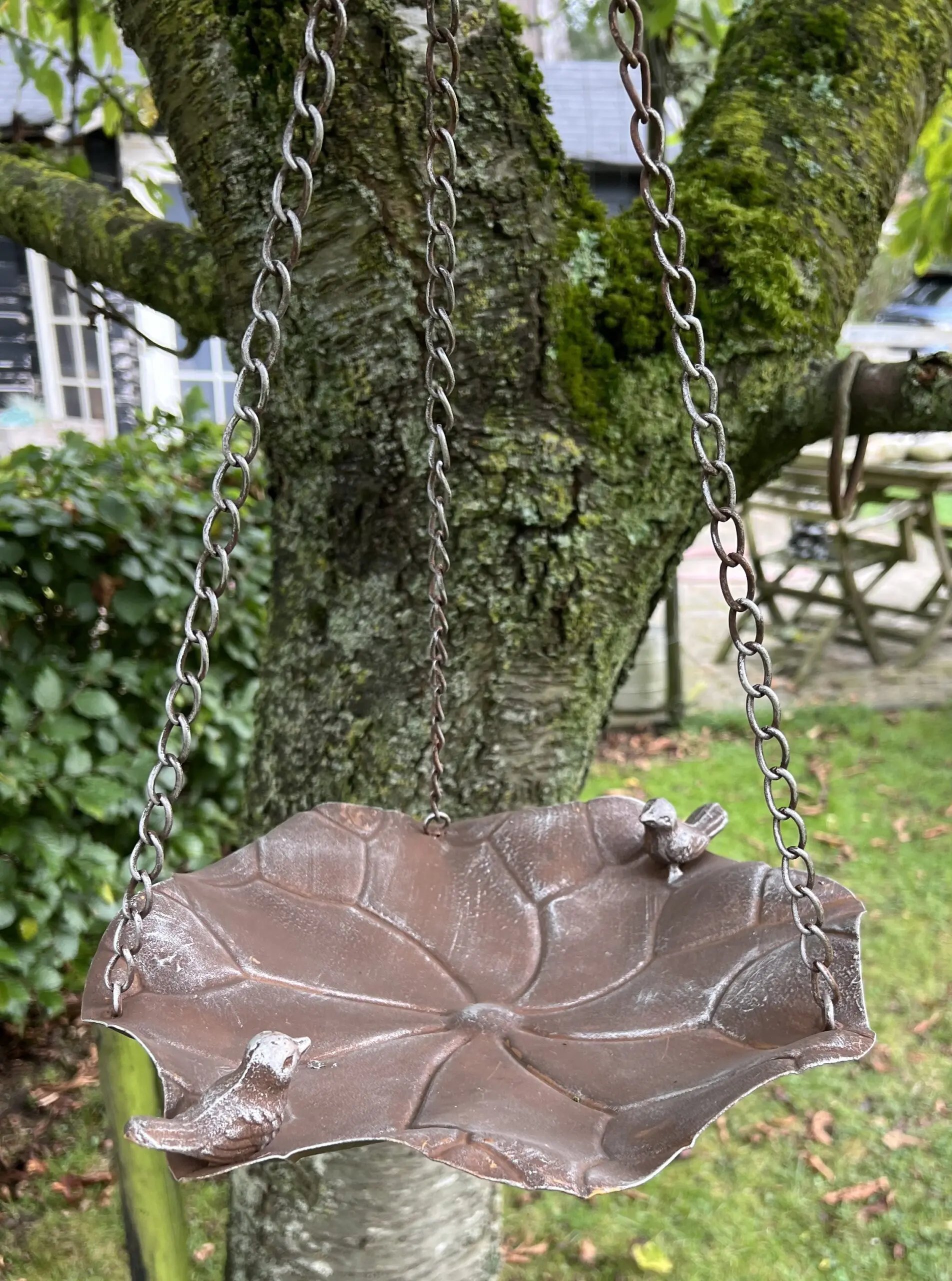 Vogelschaal, vogelbad blad met vogels, hangend VB121 - Afbeelding 6
