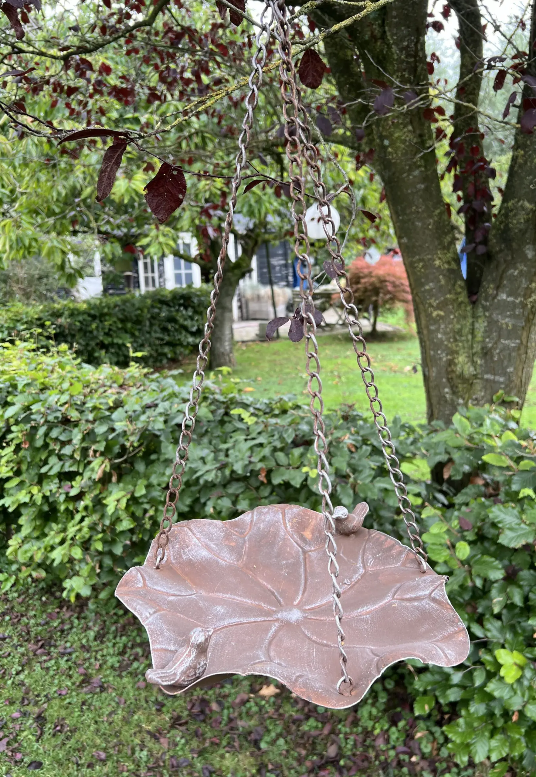Vogelschaal, vogelbad blad met vogels, hangend VB121 - Afbeelding 2