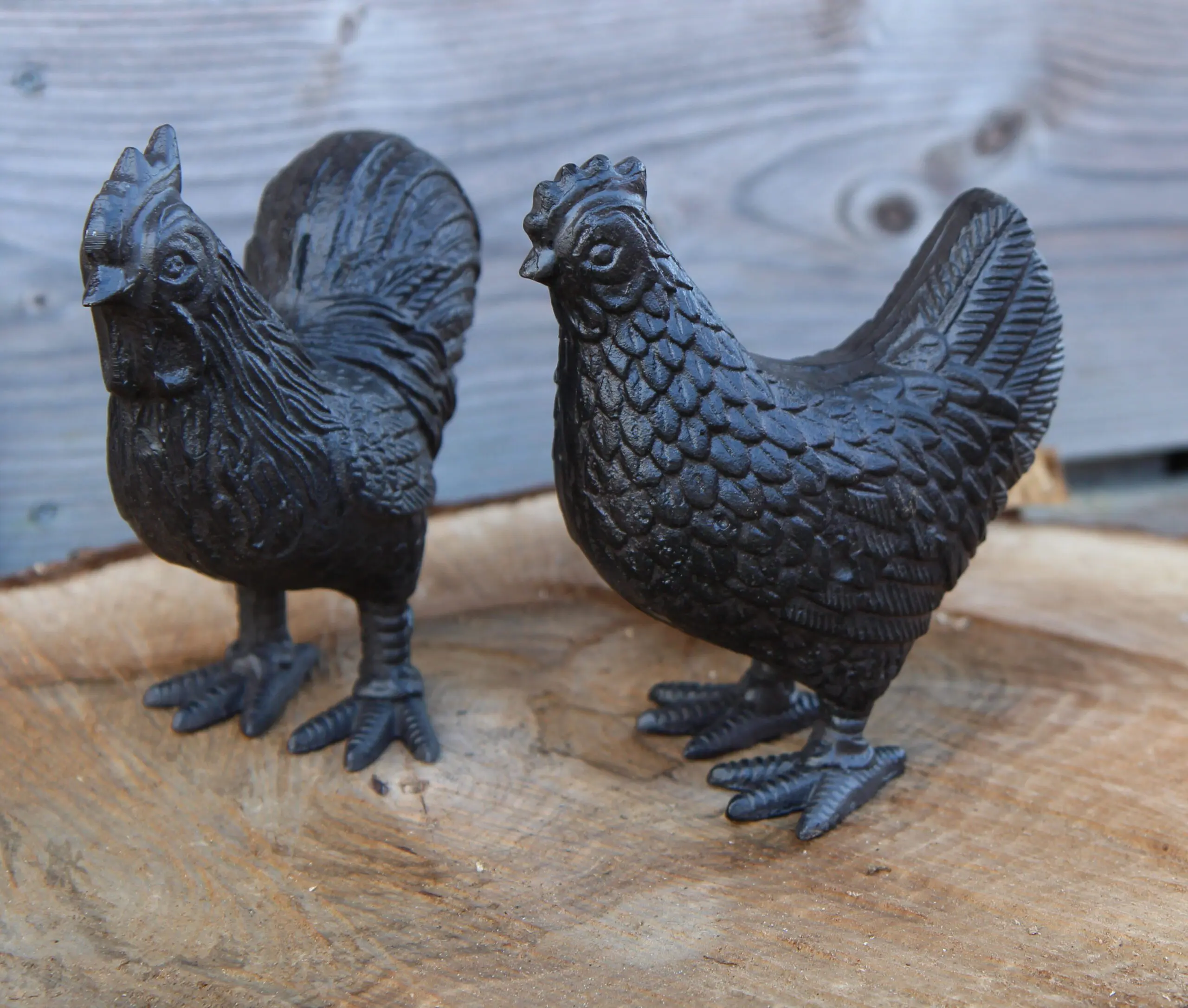 Dierenbeelden kip en haan set, gietijzer KGS278 - Afbeelding 3