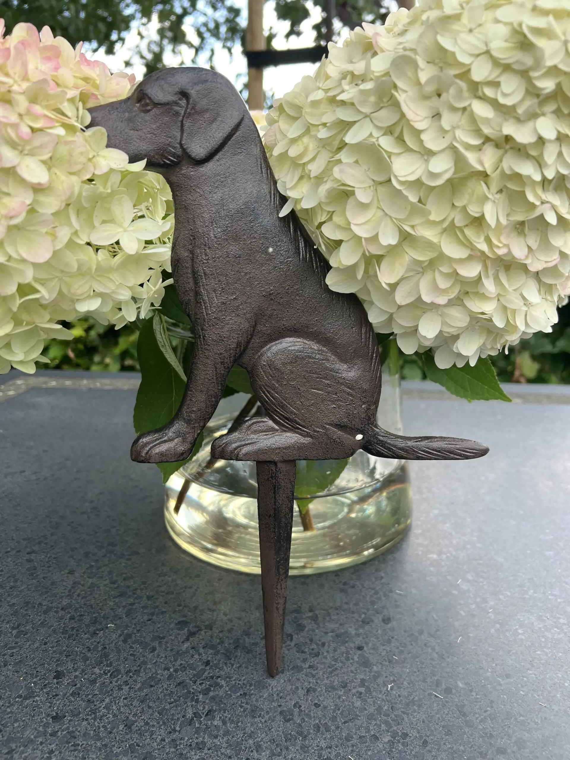 Hondenbordje: hier niet poepen of plassen, gietijzer, bruin HB105