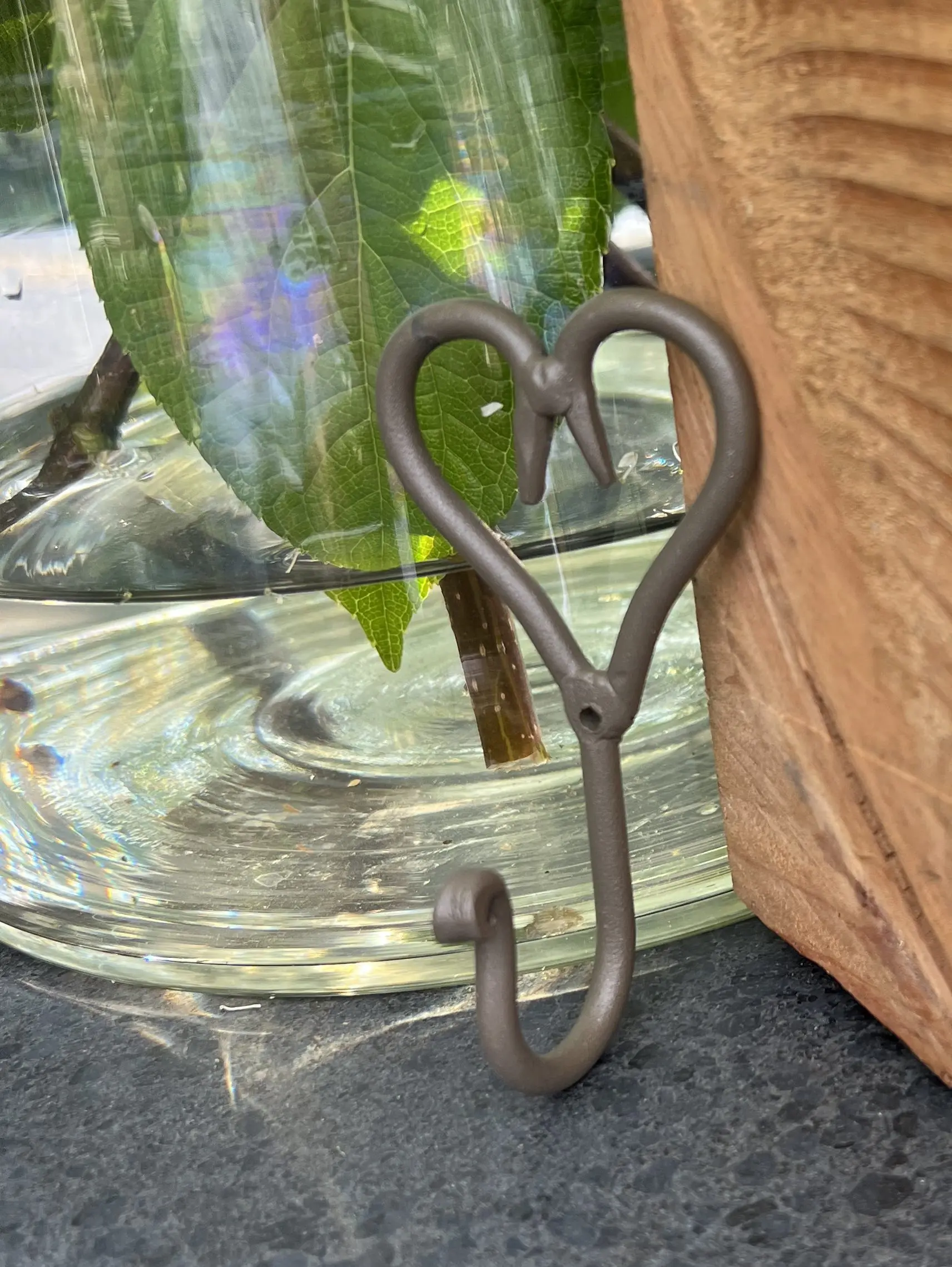 Kapstokhaak hart, metaal, grijs-bruin KH8720 - Afbeelding 3