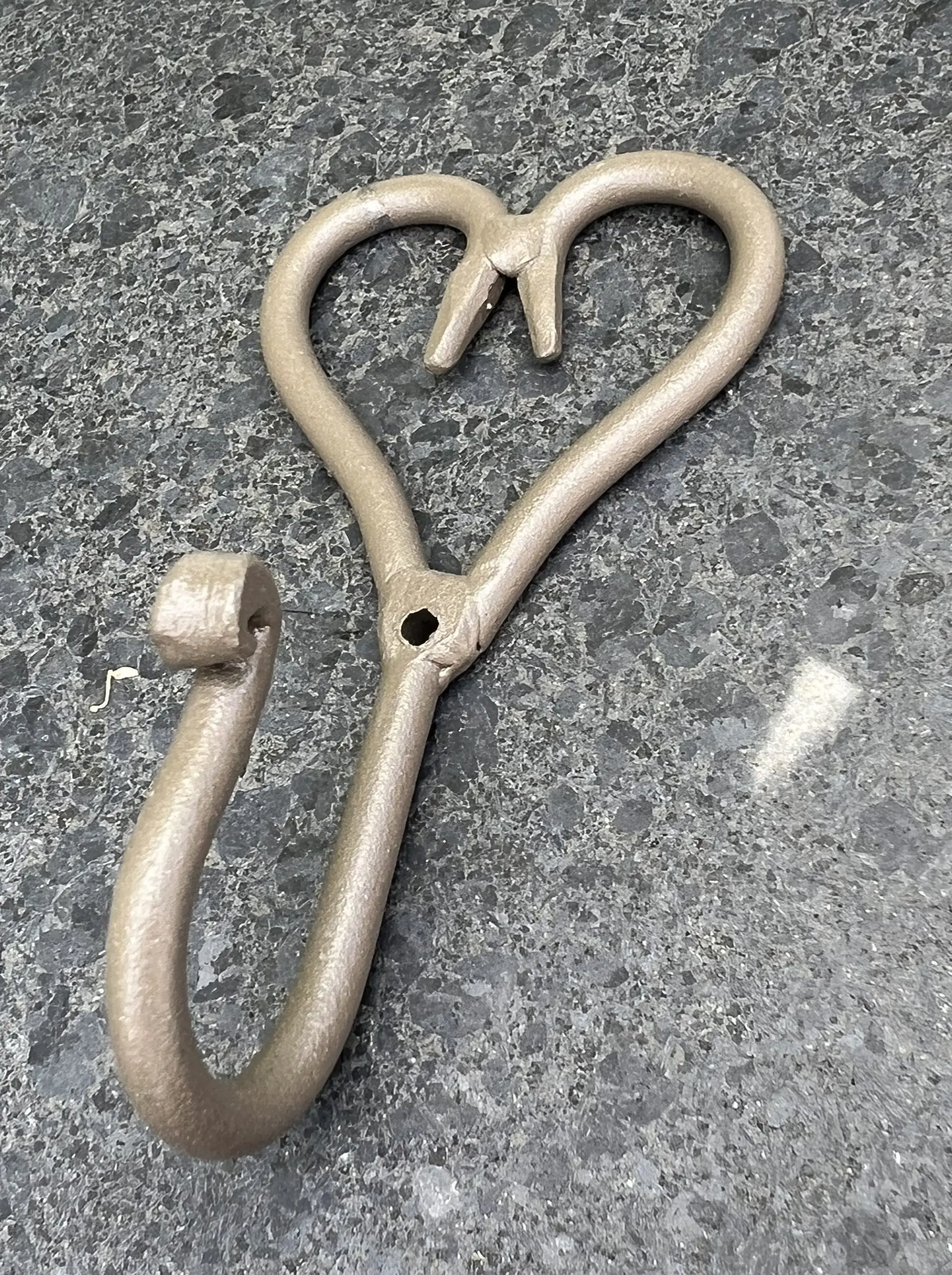 Kapstokhaak hart, metaal, grijs-bruin KH8720 - Afbeelding 2