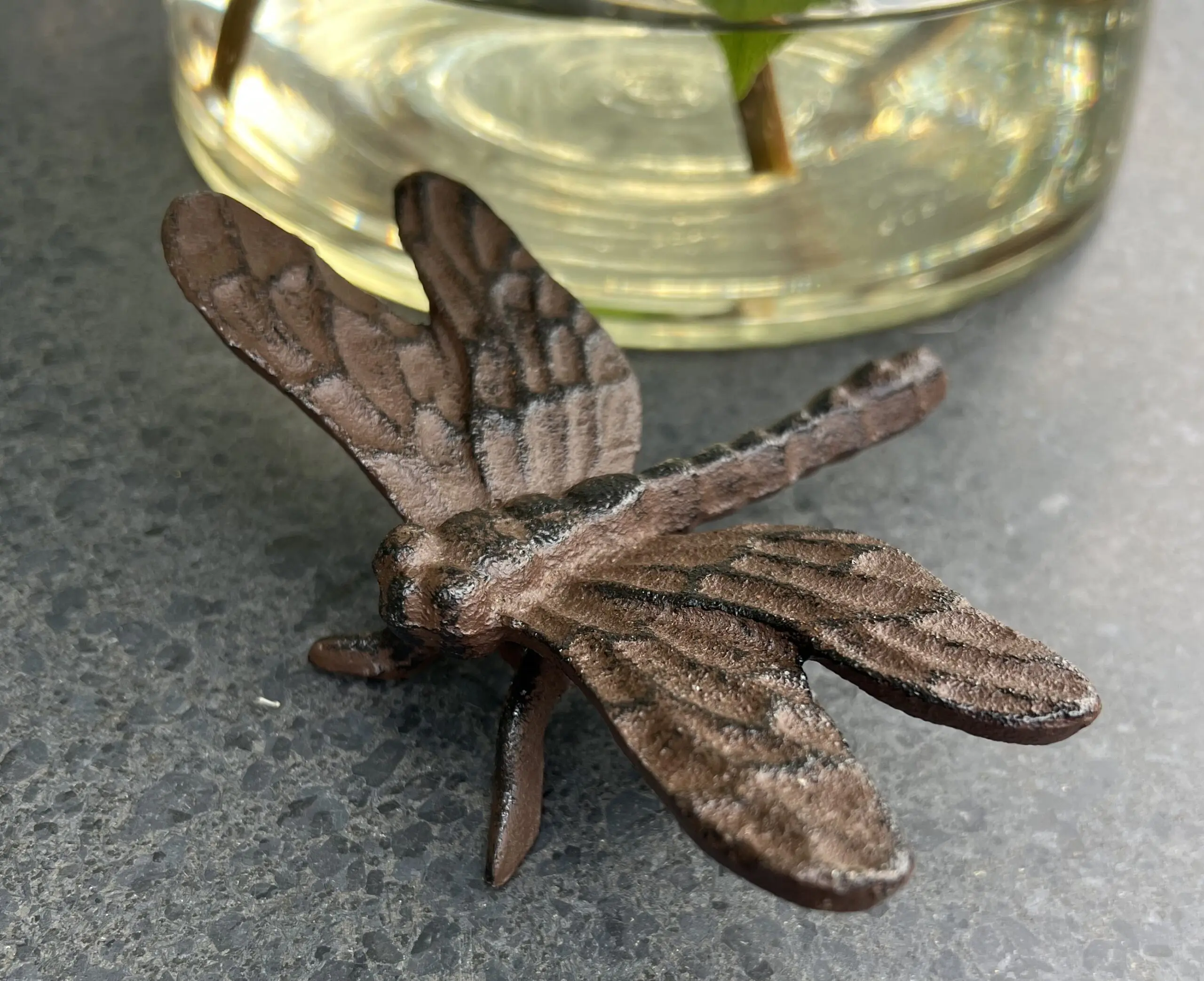 Dierenbeeld libelle, staand, gietijzer LG315 - Afbeelding 3