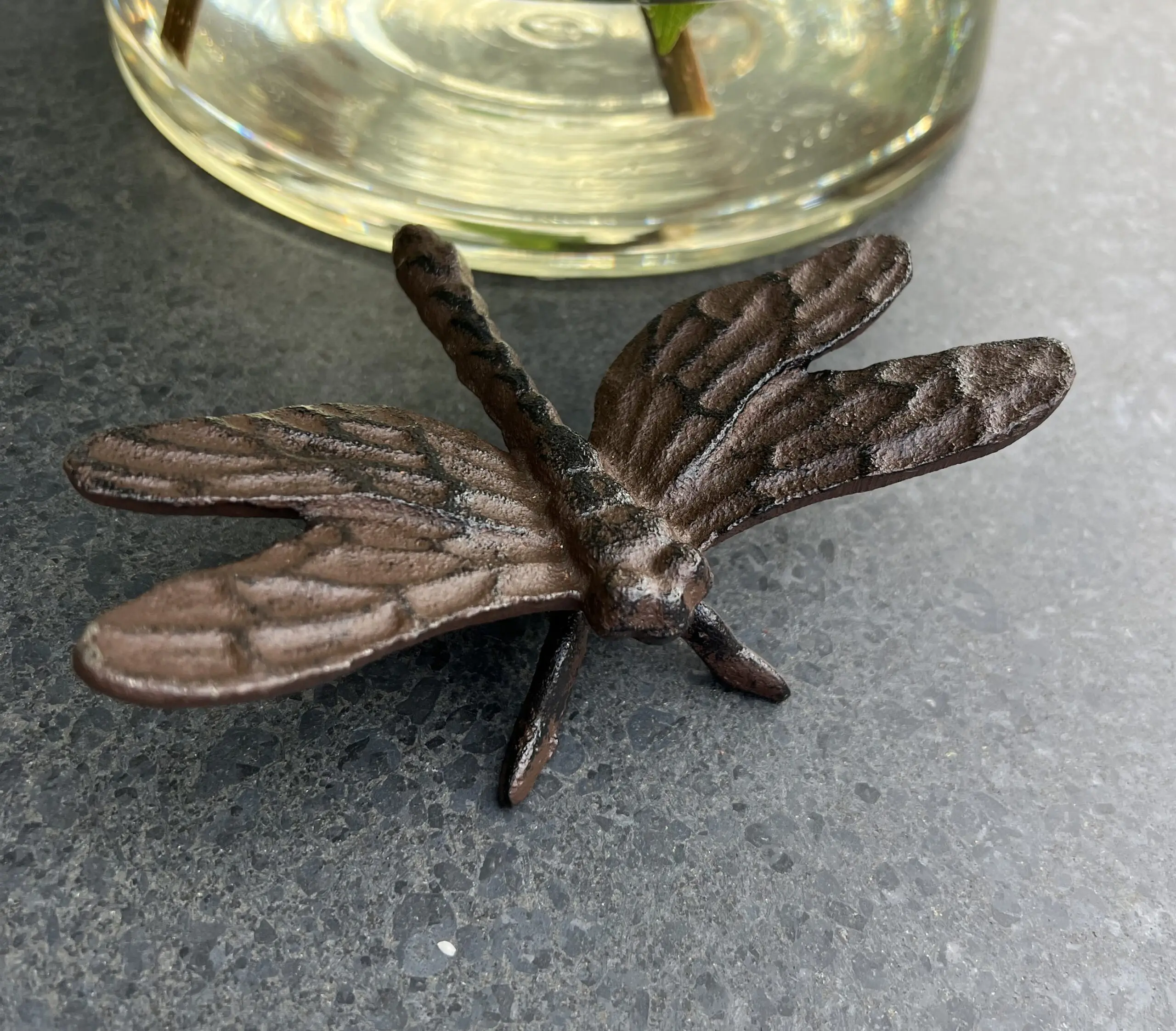 Dierenbeeld libelle, staand, gietijzer LG315 - Afbeelding 2