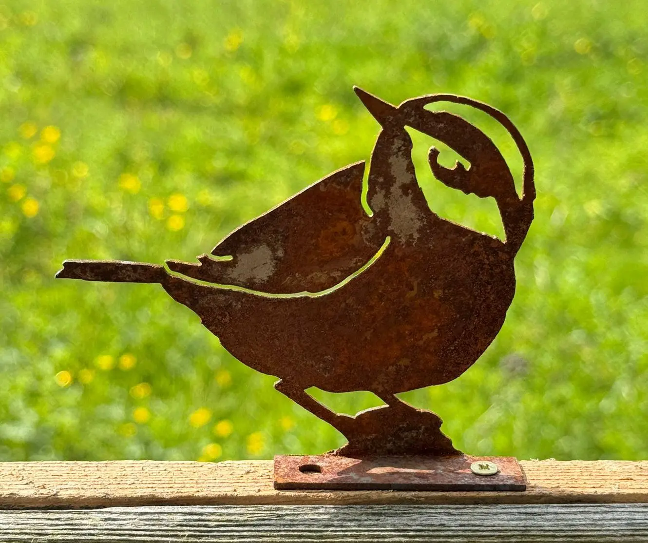 Silhouet vogel schroefbaar op schutting, roestig metaal MV123 - Afbeelding 2