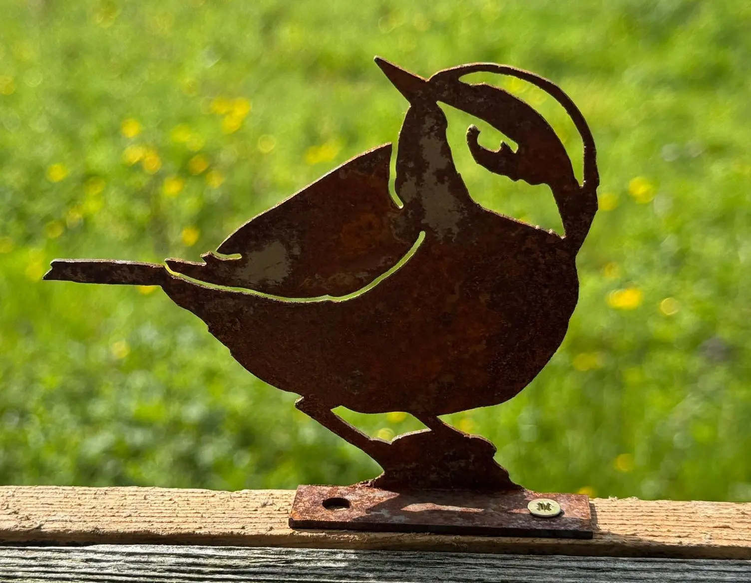 Silhouet vogel schroefbaar op schutting, roestig metaal MV123 - Afbeelding 3