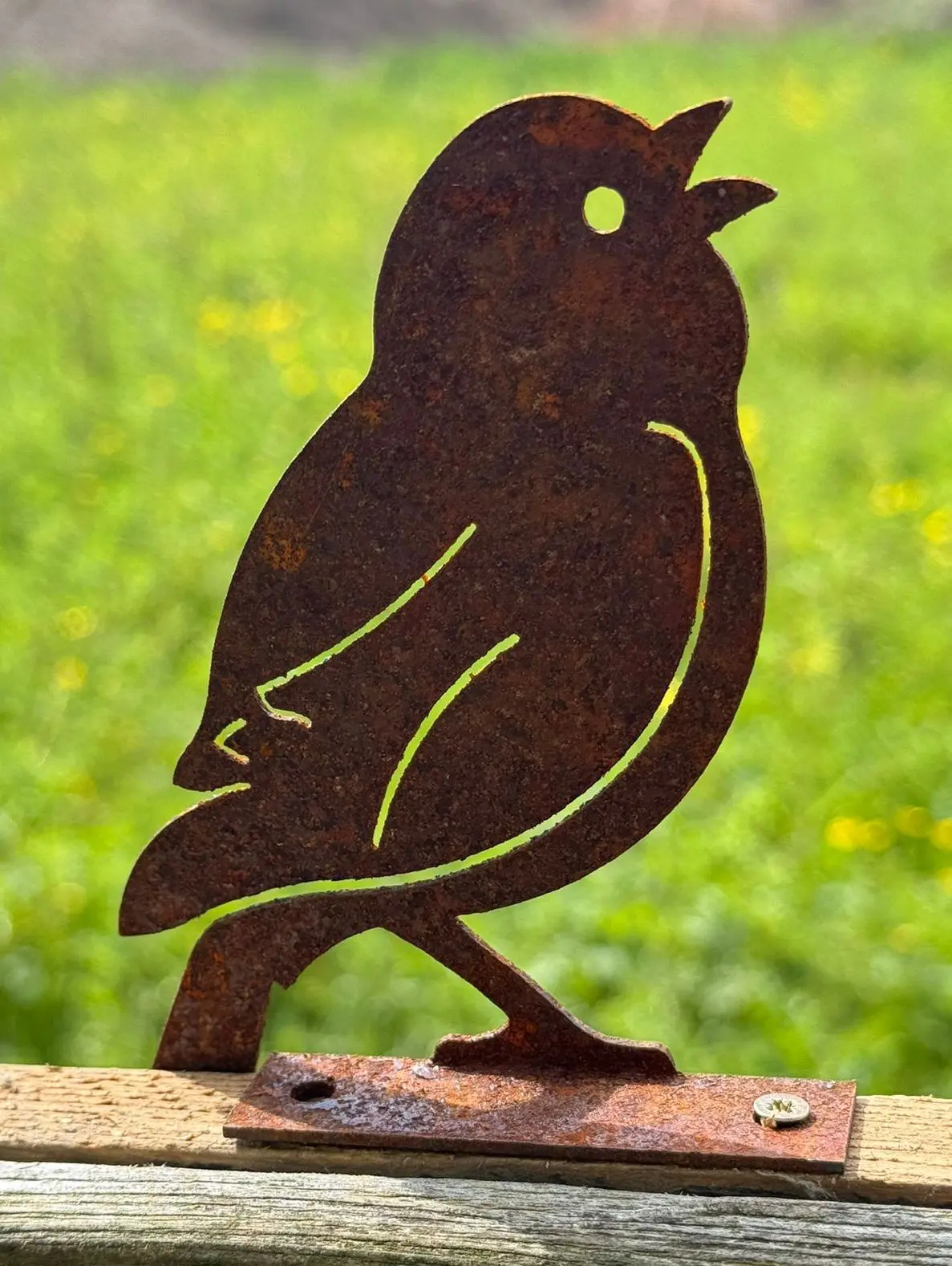 Silhouet vogel schroefbaar op schutting, roestig metaal MV144 - Afbeelding 3