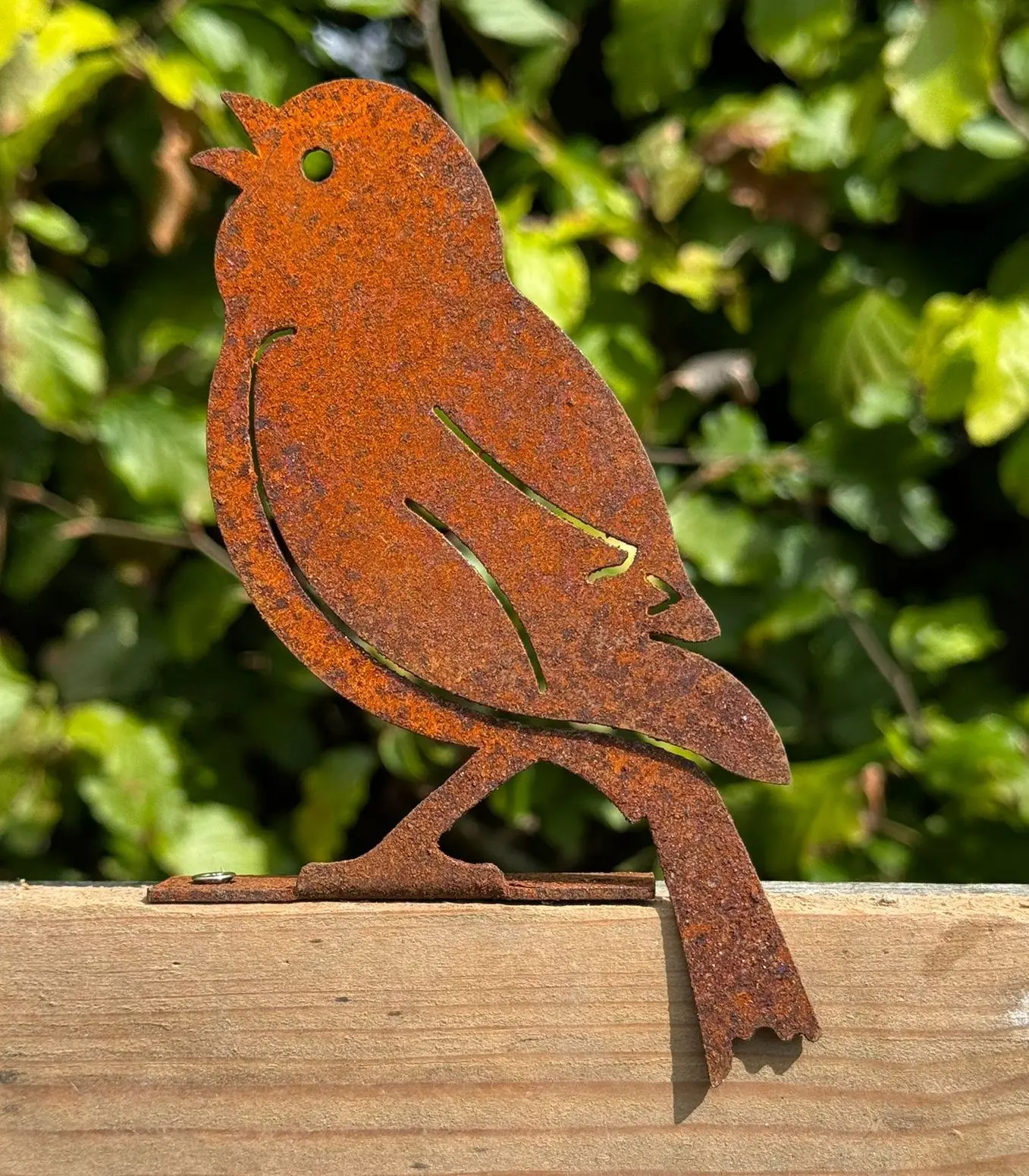 Silhouet vogel schroefbaar op schutting, roestig metaal MV144
