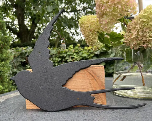 Muurdecoratie zwaluw, zwart, gietijzer TT164A - Afbeelding 2