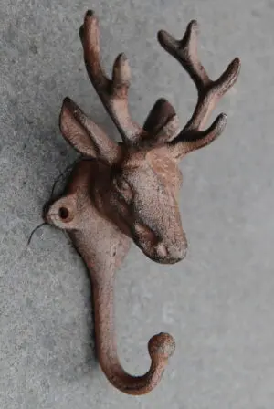 Kapstokaak hert met gewei, gietijzer KH779A