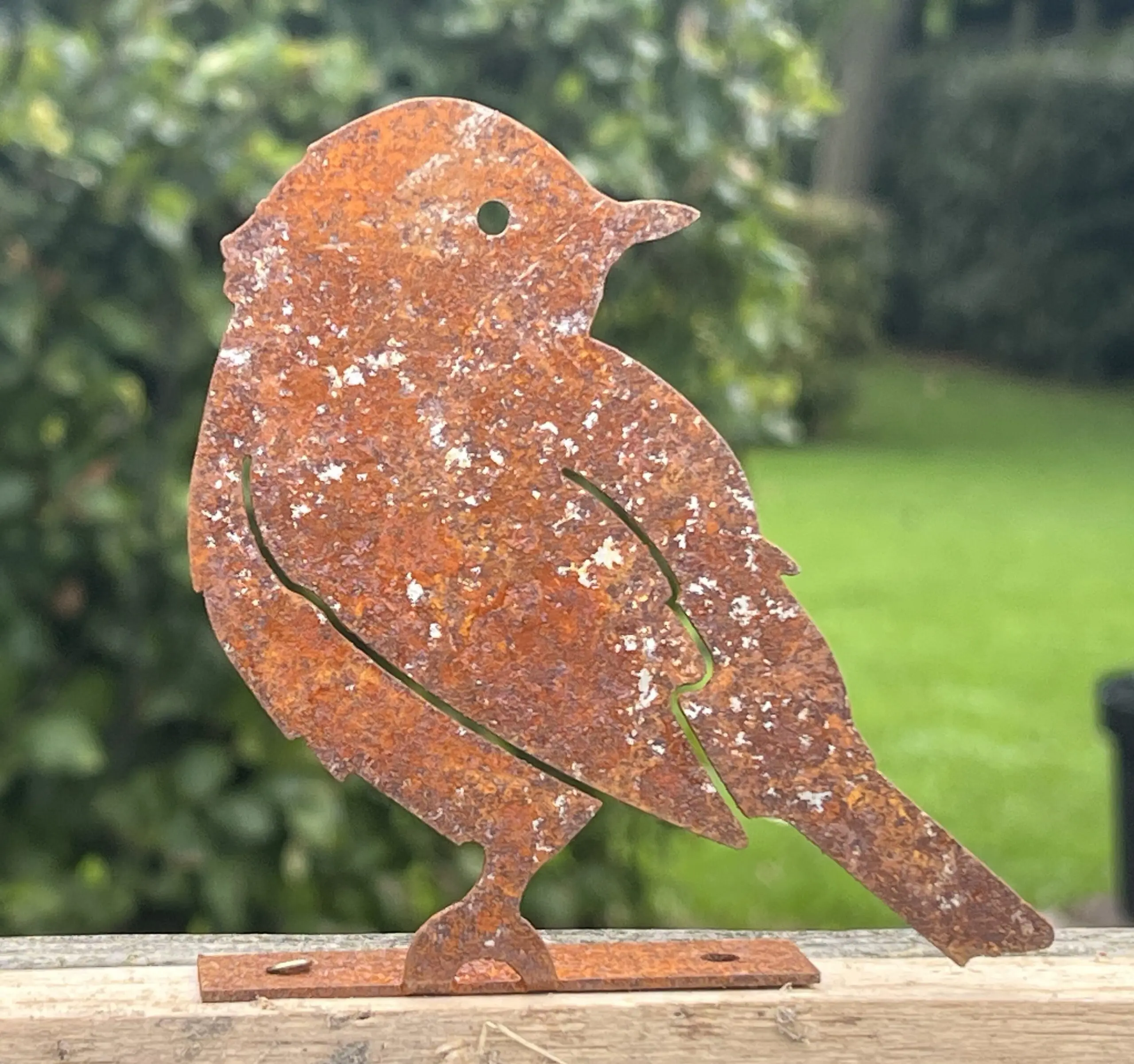 Silhouet vogel schroefbaar op schutting, roestig metaal MV148