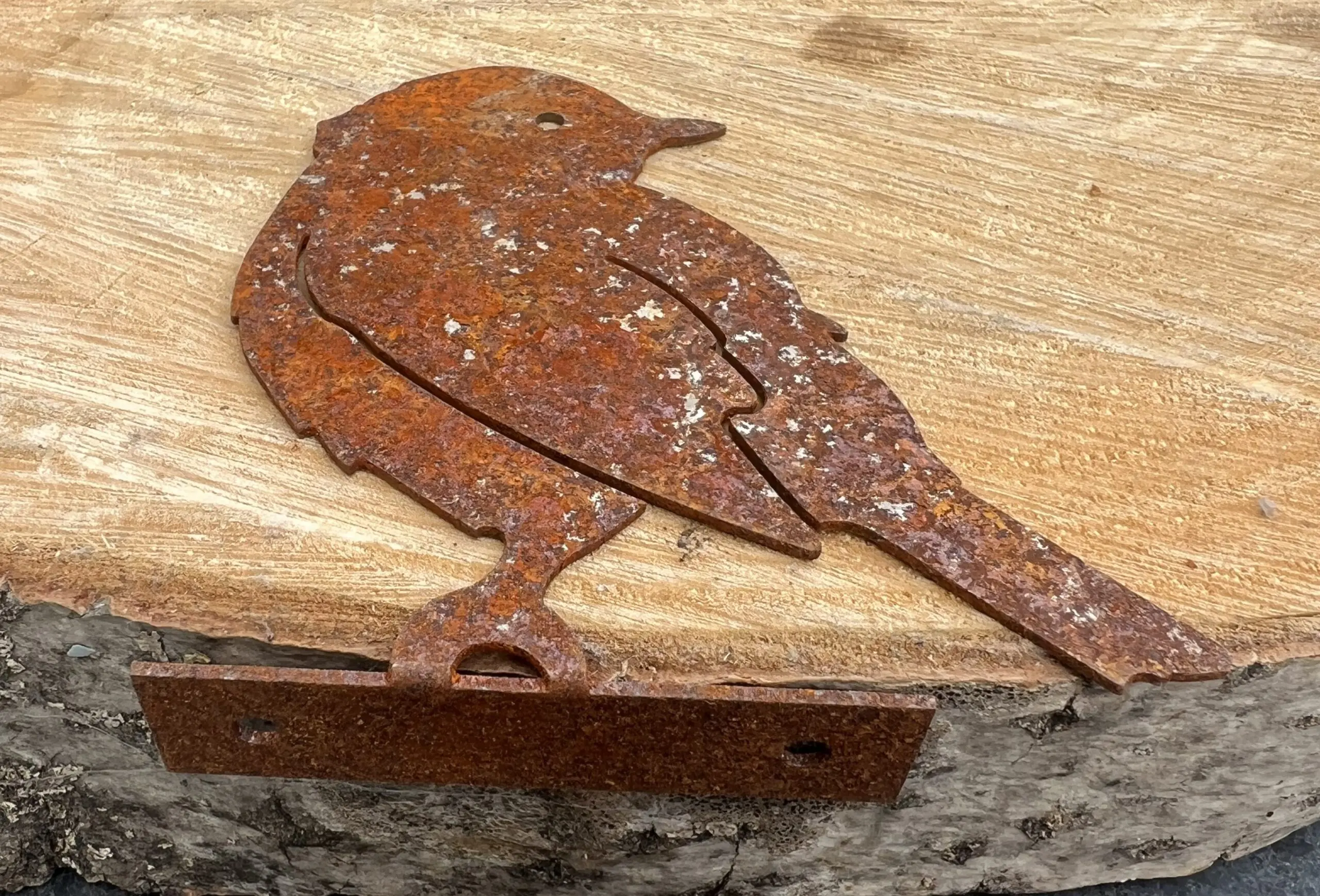 Silhouet vogel schroefbaar op schutting, roestig metaal MV148 - Afbeelding 5