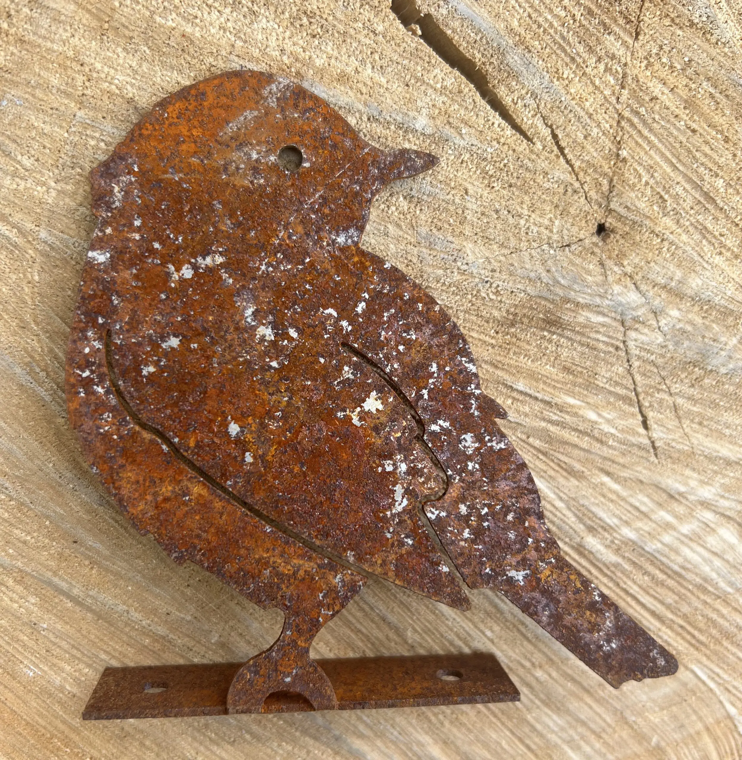 Silhouet vogel schroefbaar op schutting, roestig metaal MV148 - Afbeelding 4