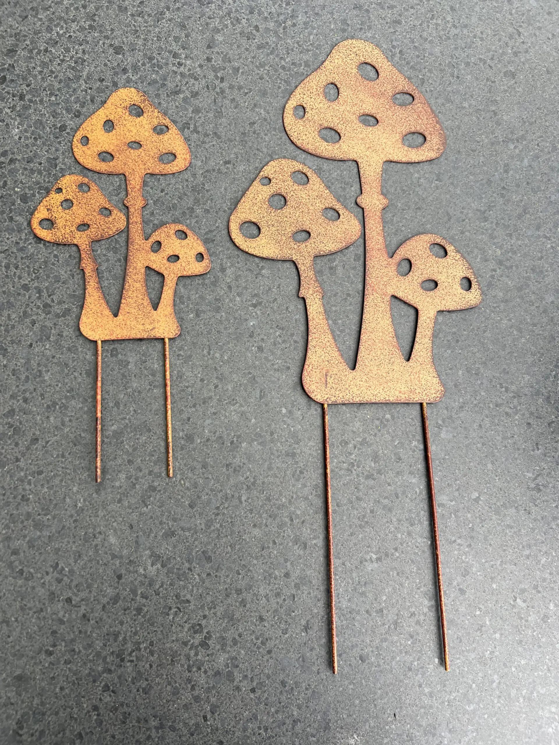 Tuinsteker paddenstoelen, trio, roestkleurig metaal, SP278 - Afbeelding 5