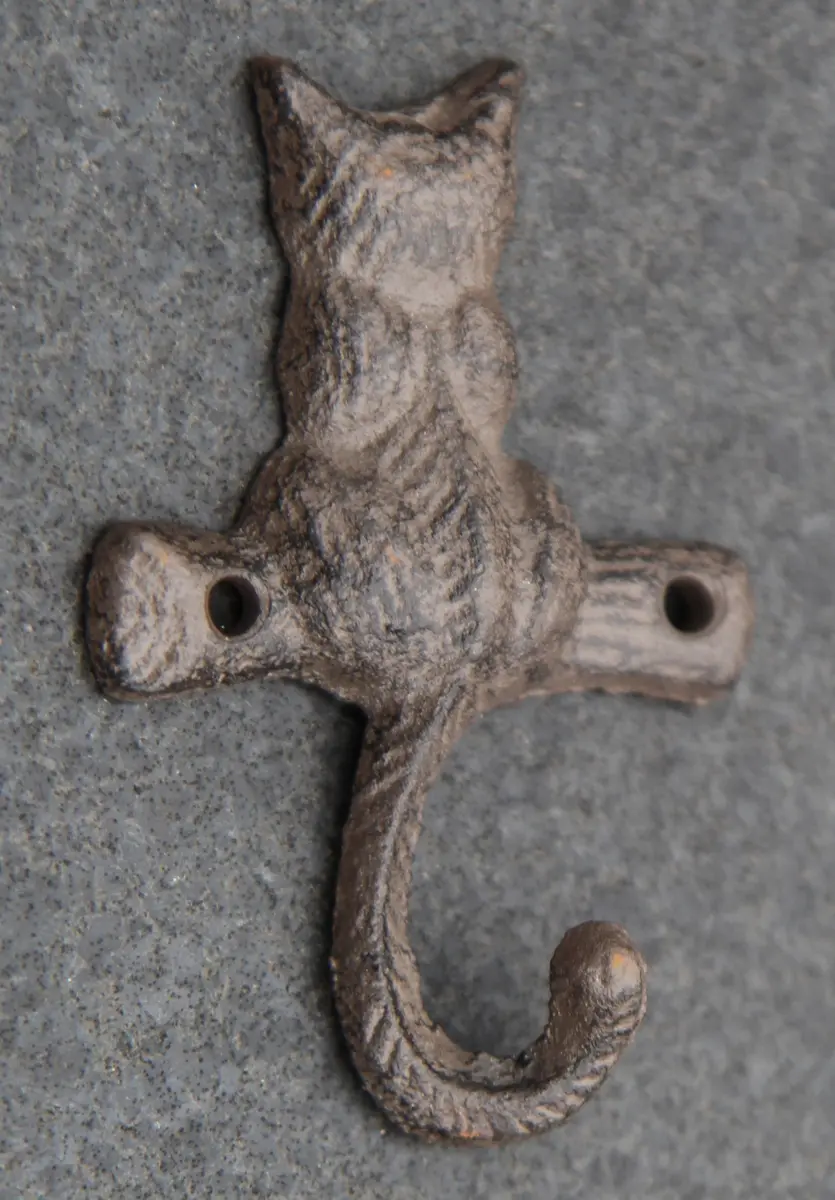 Kapstokhaak poes met staart als haak, gietijzer KH1125 - Afbeelding 3