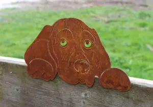 Silhouet hond schroefbaar op schutting, metaal MSH034