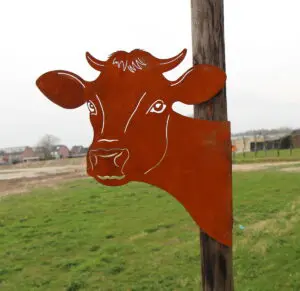 Silhouet koe schroefbaar op schutting, metaal MSK072
