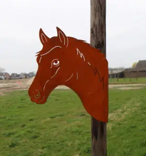 Silhouet paard schroefbaar op schutting, metaal MSP073
