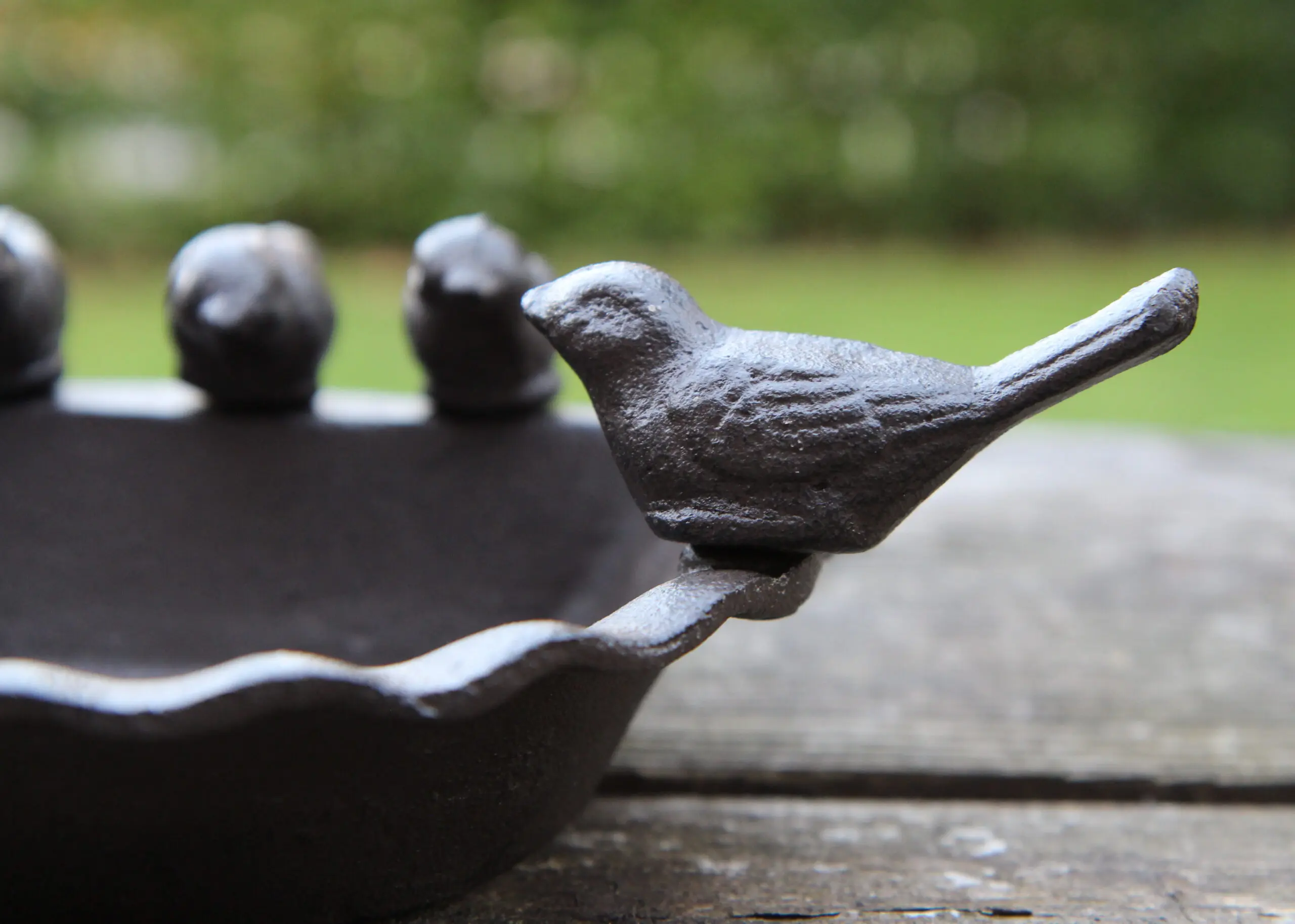 Vogelschaal, vogelbad met 4 vogeltjes, gietijzer VB157 - Afbeelding 3