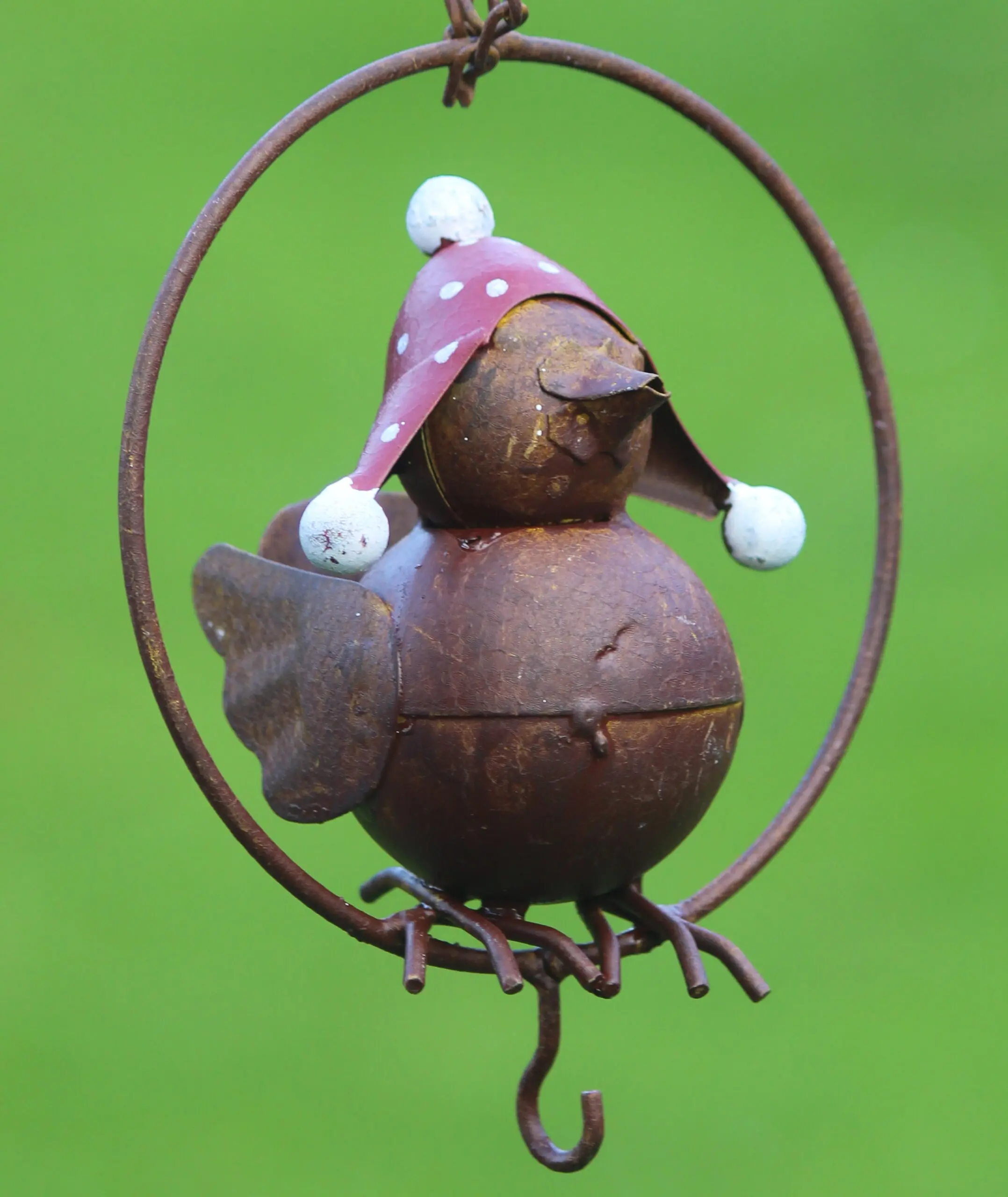 Vogelvoerhanger vogel met stippel muts, metaal VH231A