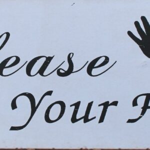 Tekstbord: Please wash your hands”