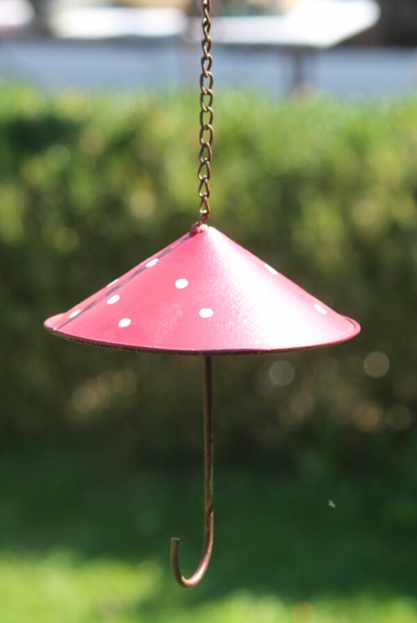 Vetbolhanger Paddenstoel hoed, Parasol/ Paraplu, Rood met witte Stippen, Metaal