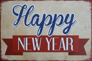 Tekstbord: “Happy New Year”