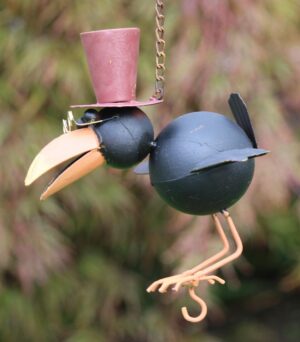 Vetbolhanger “vliegende” Vogel Raaf met hoed en bril, Groot VH361