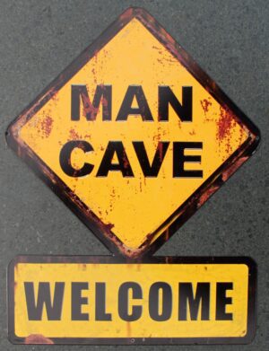 Tekstbord: “Mancave welcome”, Metaal