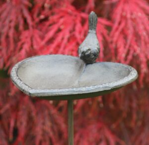 Tuinsteker Hart, Waterschaal, Voederschaal met Vogeltje