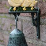 Deurbel Eend, Gans met 2 kuikens, Gekleurd, Gietijzer