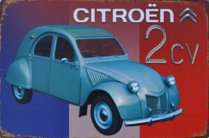 Tekstbord:Lelijke Eend/ Citroën 2CV, Blauw
