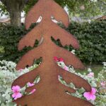 Tuinsteker Kerstboom, Spar, roestigkleurig metaal, Groot