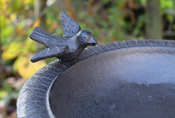 Waterschaal, vogelbad met vogel op voet , gietijzer   VB135 - Afbeelding 3