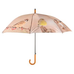 Paraplu wintervogels, beige kleurig TP387