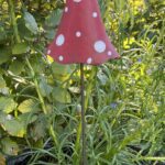 Tuinsteker paddenstoel, metaal, set van 2, rood/wit