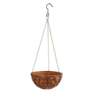 Hanging basket 25 cm. met kokos en ophanghaak, Gietijzer BPH25