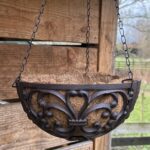 Hanging basket 25 cm. met kokos en ophanghaak, Gietijzer