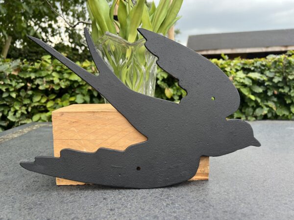Muurdecoratie zwaluw, zwart, gietijzer TT164B - Afbeelding 2