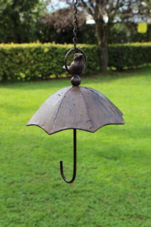Vogelvoerhanger paraplu met vogel, metaal VH616
